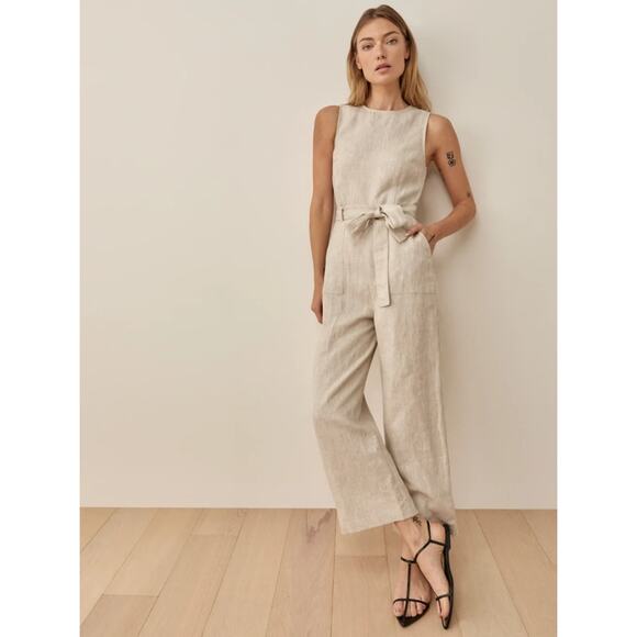 Reformation Pants - Reformation Women's Naomi Linen Jumpsuit Beige Natural NWT Size 12